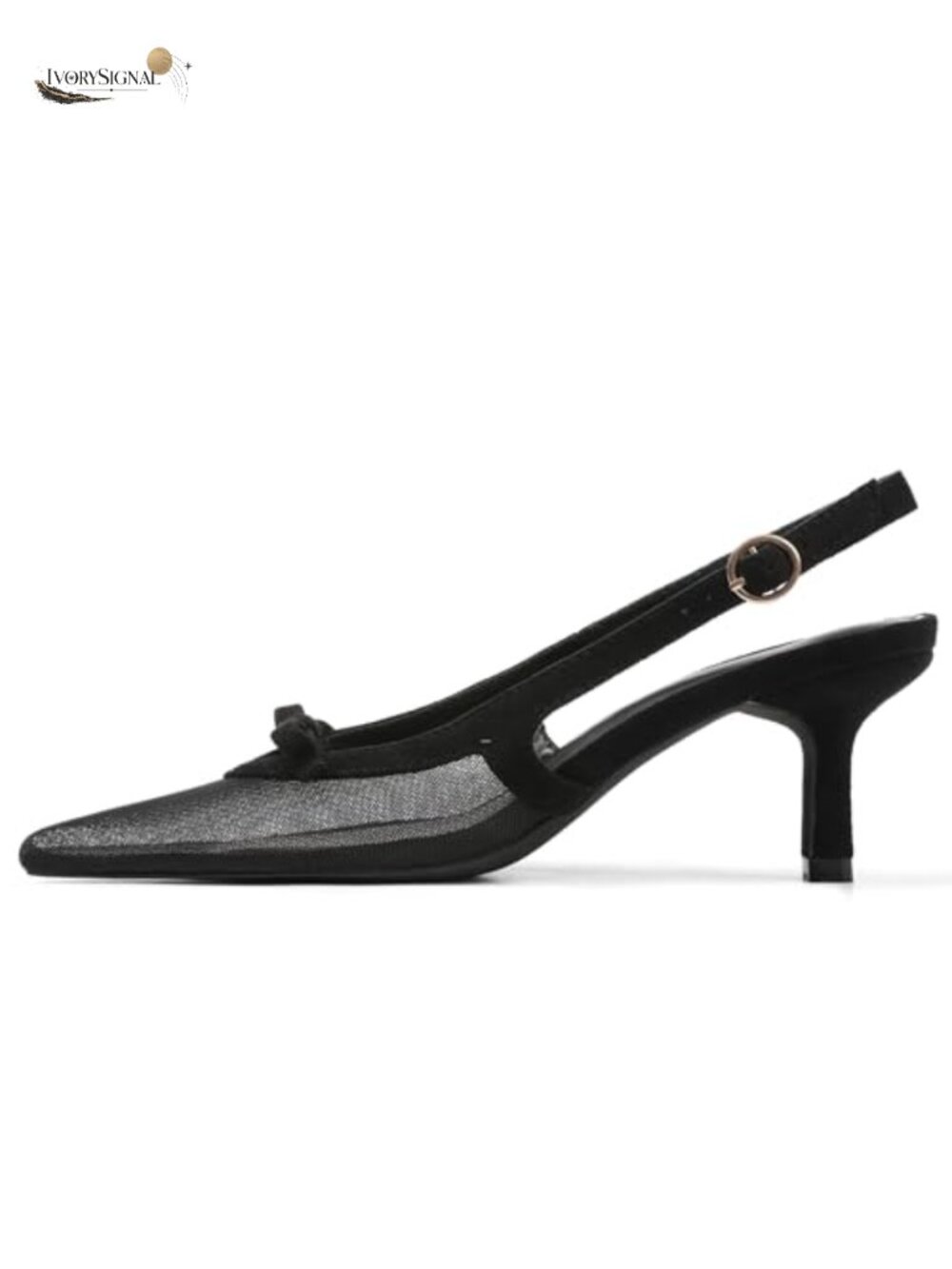Kitten Heels with Bow Closed Toe Slingback Heels Pointed Toe Low Heel for